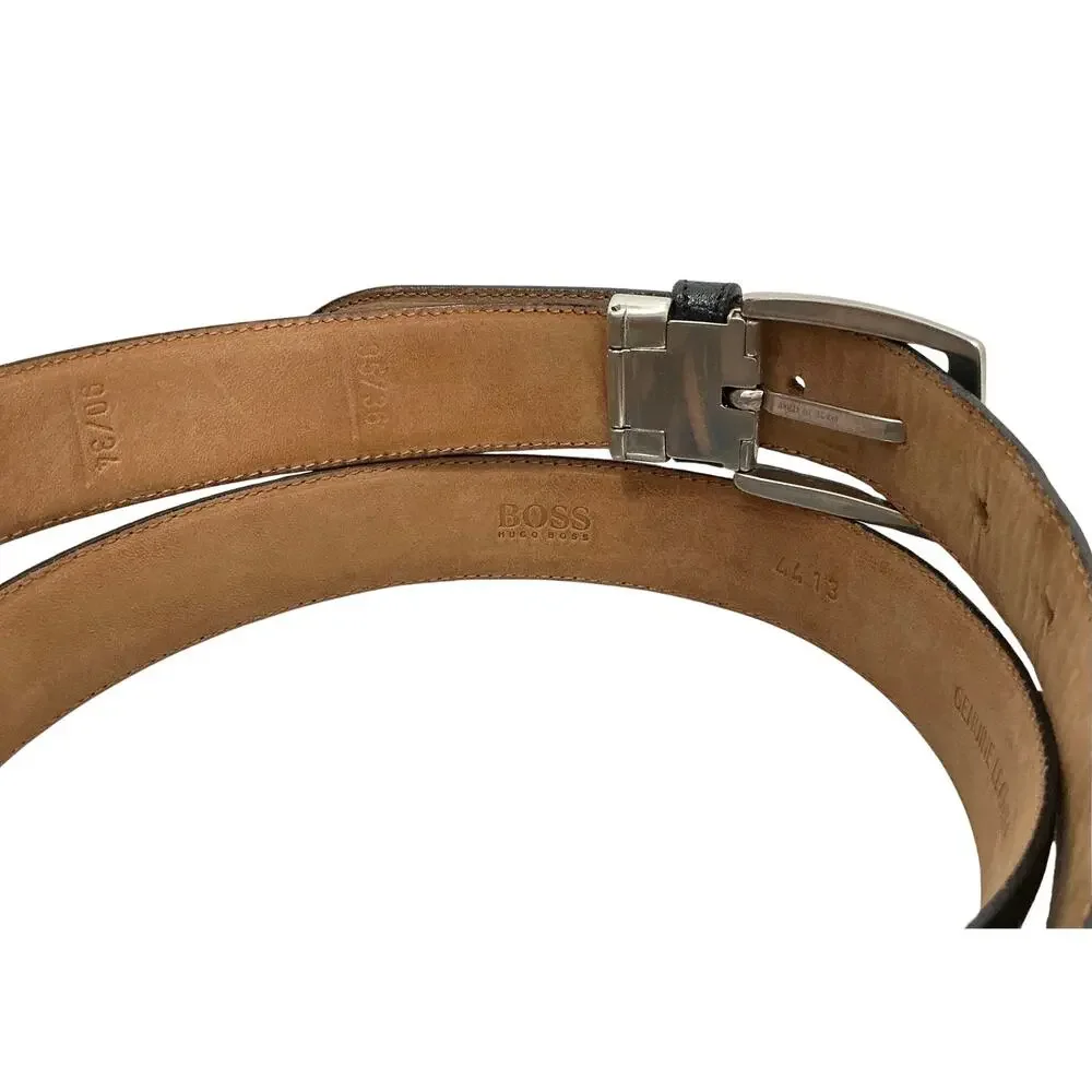 Hugo Boss Italy Germany Black Genuine Leather Dress Belt Men’s Size 34